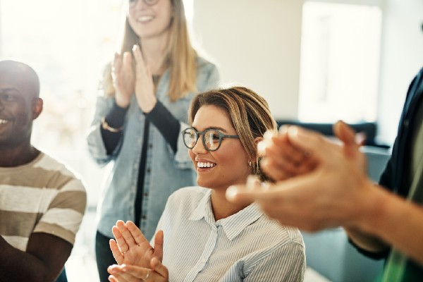 happy office workers clapping - Lead Belay